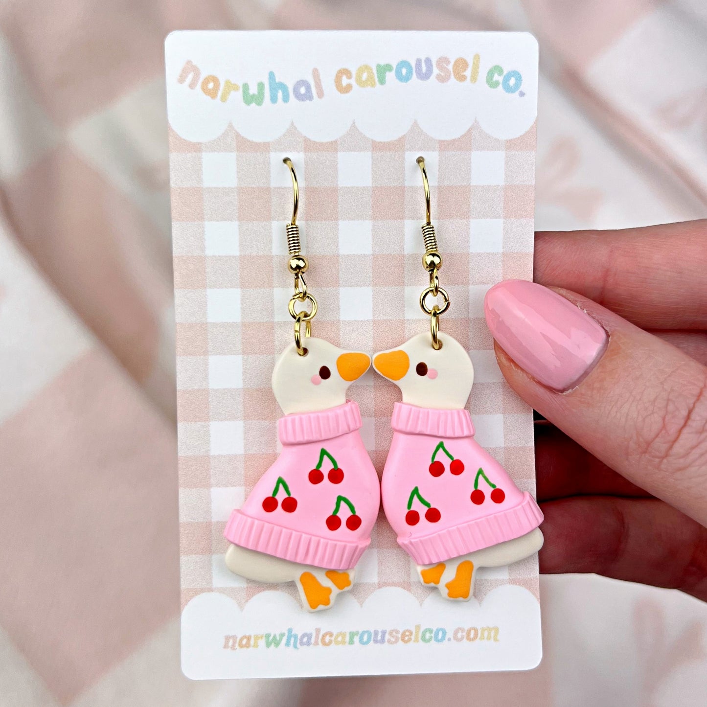 Cherry Sweater Maisie the Goose Polymer Clay Earrings