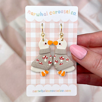 Mushroom Sweater Maisie the Goose Polymer Clay Earrings