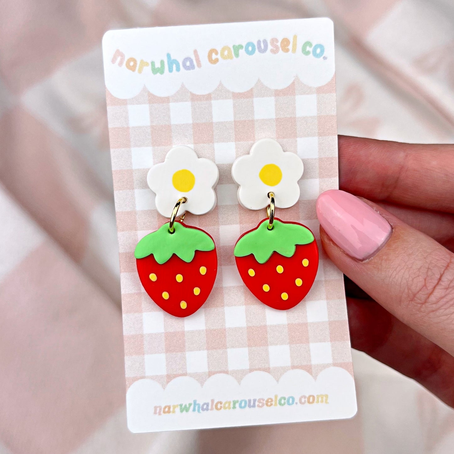 Red Strawberry Polymer Clay Earrings