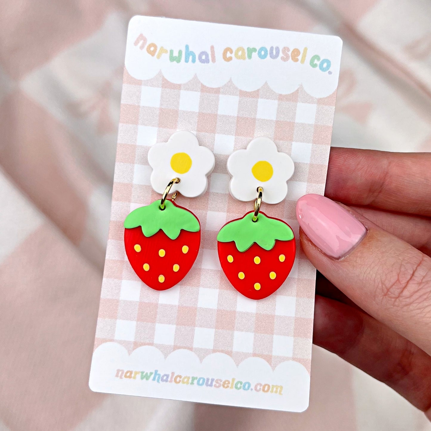 Red Strawberry Polymer Clay Earrings