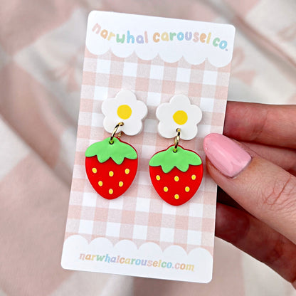 Red Strawberry Polymer Clay Earrings