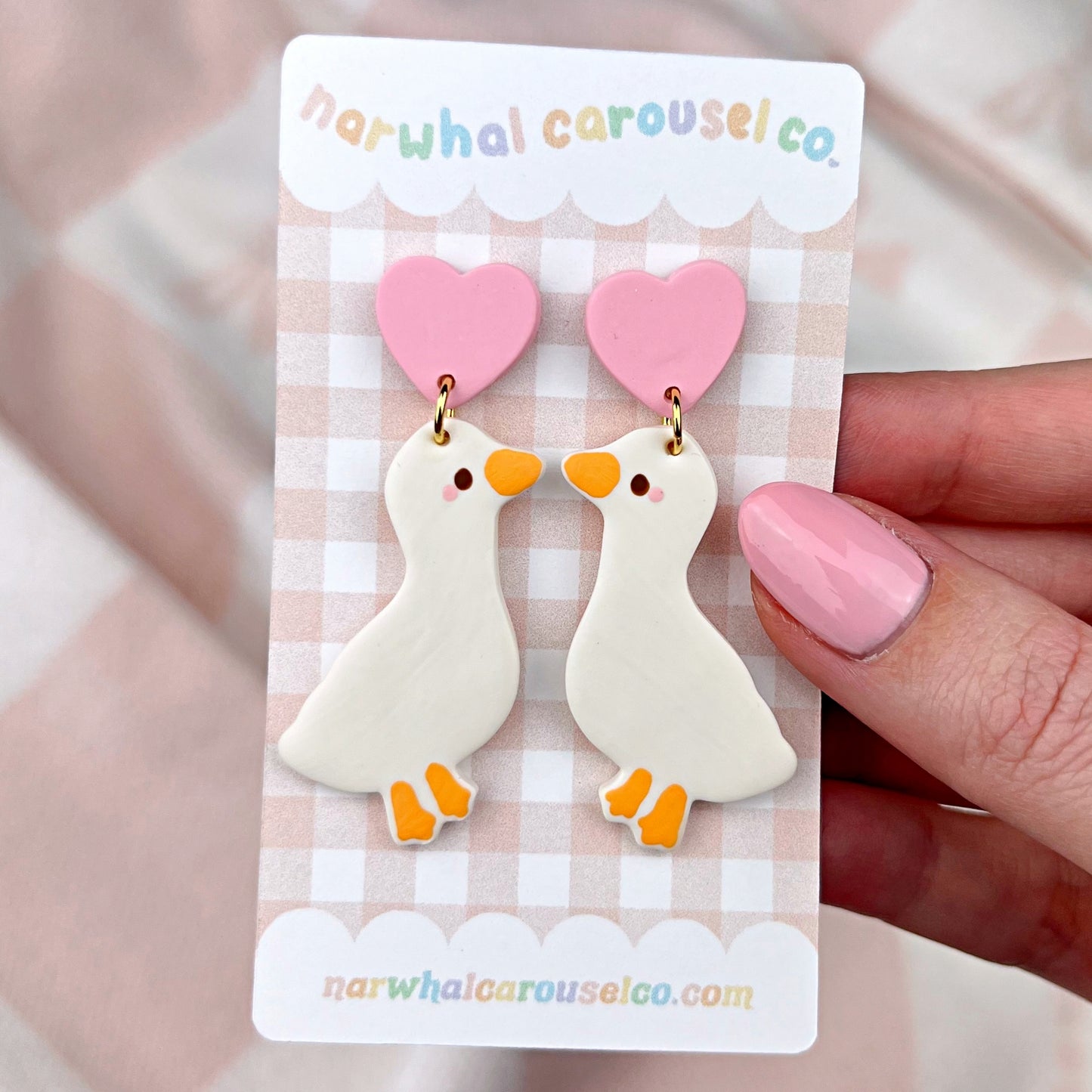 "Geese in Love" Polymer Clay Earrings