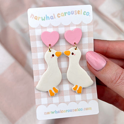 "Geese in Love" Polymer Clay Earrings