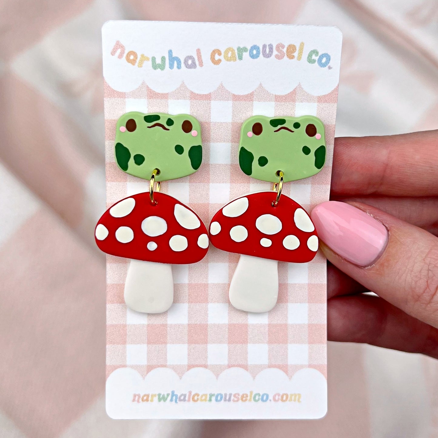 Spotty Frog and Mushroom Polymer Clay Earrings