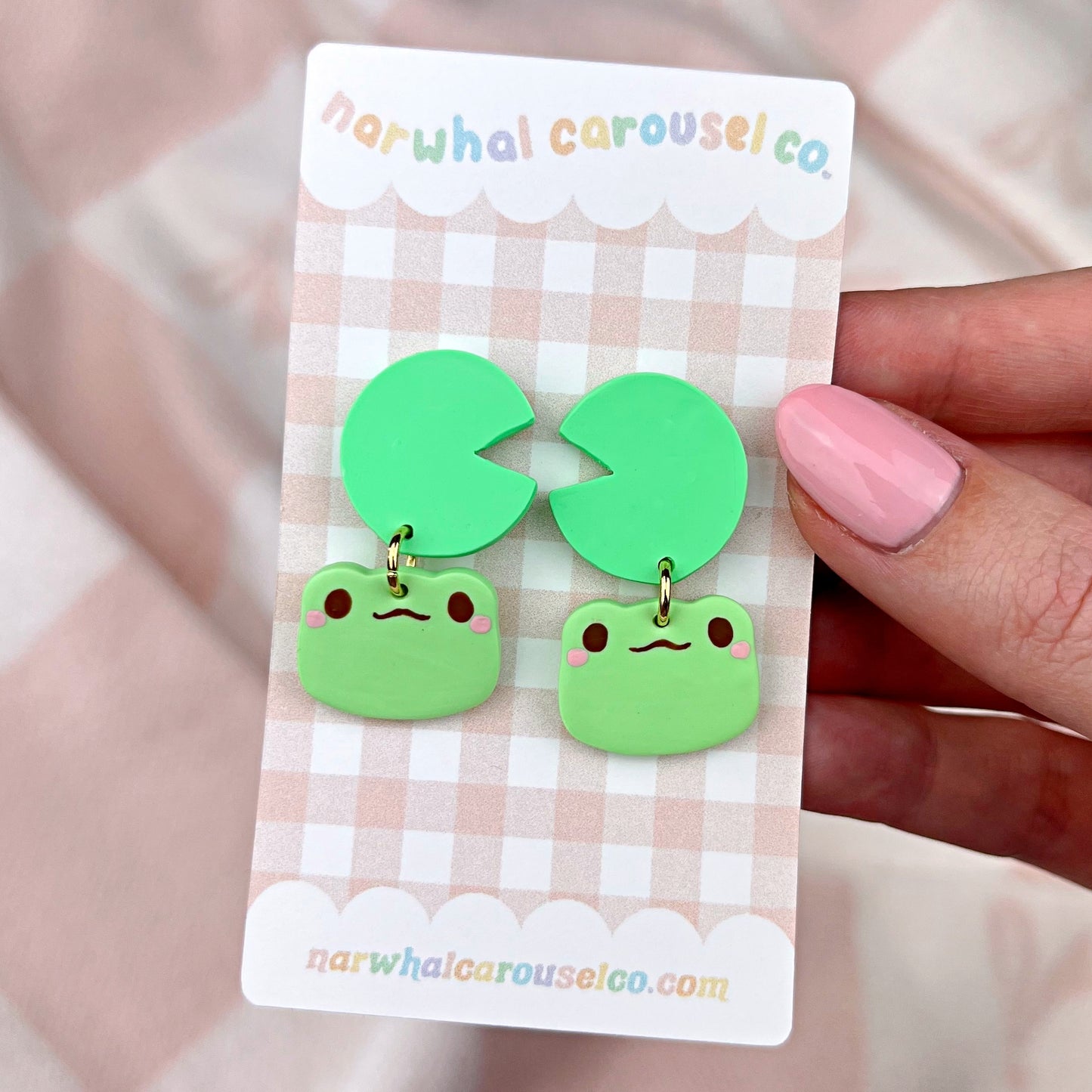 Frog and Lily Pad Polymer Clay Earrings