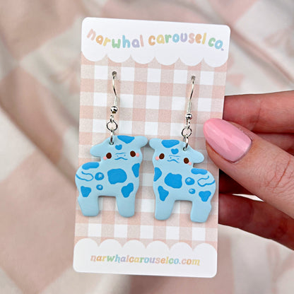 Blueberry Cow Polymer Clay Earrings