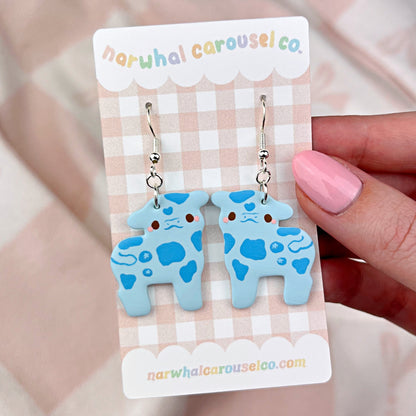 Blueberry Cow Polymer Clay Earrings