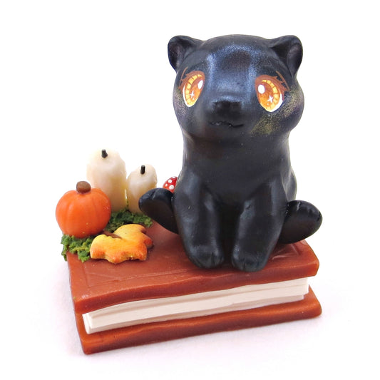 Fall Familiars Black Cat Figurine Set - Polymer Clay Animals Fall and Halloween Collection