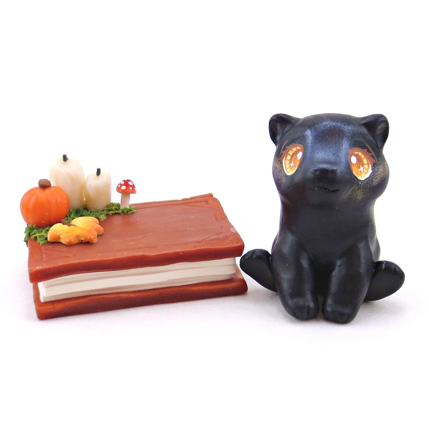 Fall Familiars Black Cat Figurine Set - Polymer Clay Animals Fall and Halloween Collection