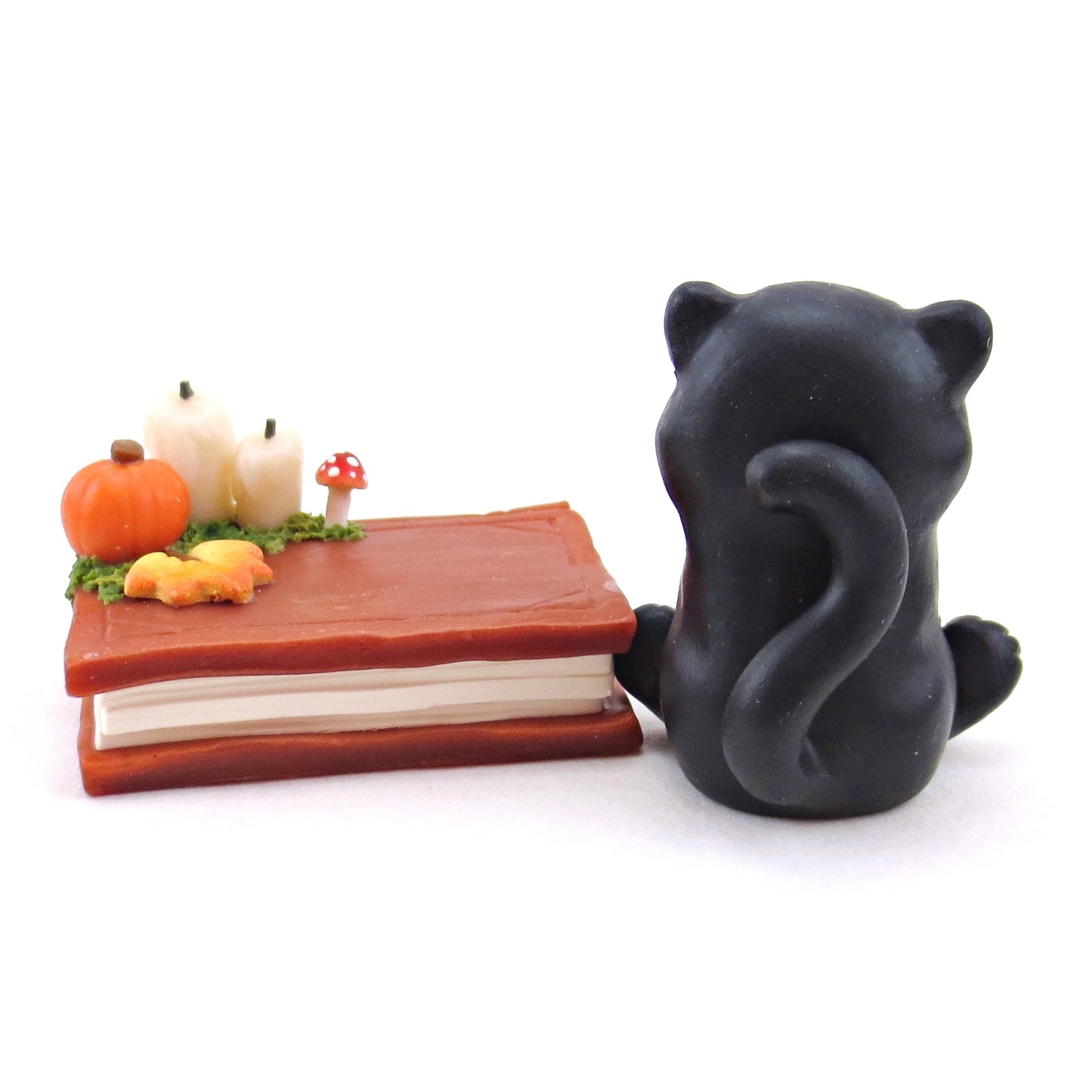 Fall Familiars Black Cat Figurine Set - Polymer Clay Animals Fall and Halloween Collection