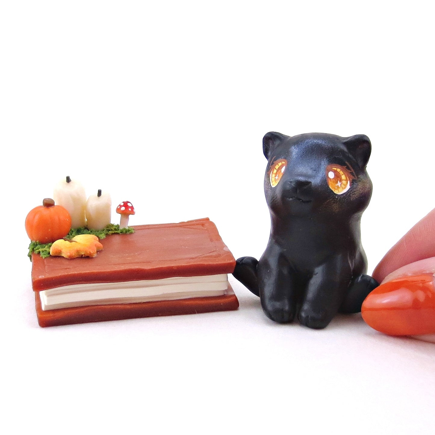 Fall Familiars Black Cat Figurine Set - Polymer Clay Animals Fall and Halloween Collection