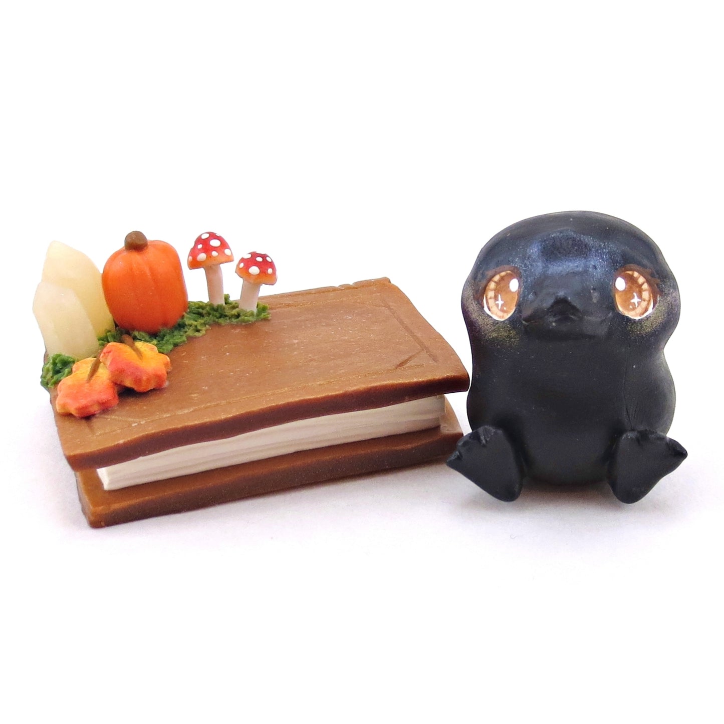 Fall Familiars Crow Figurine Set - Polymer Clay Animals Fall and Halloween Collection