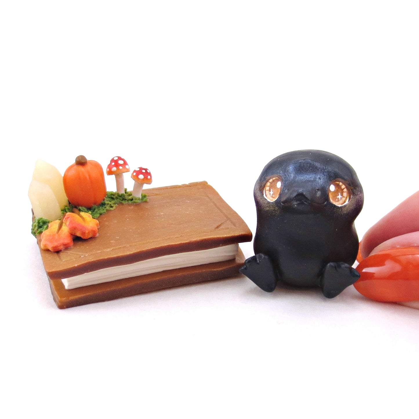 Fall Familiars Crow Figurine Set - Polymer Clay Animals Fall and Halloween Collection