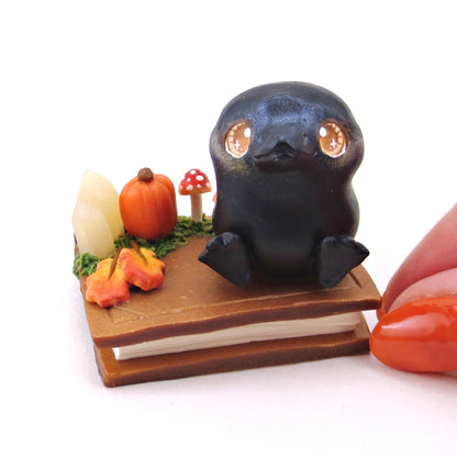 Fall Familiars Crow Figurine Set - Polymer Clay Animals Fall and Halloween Collection