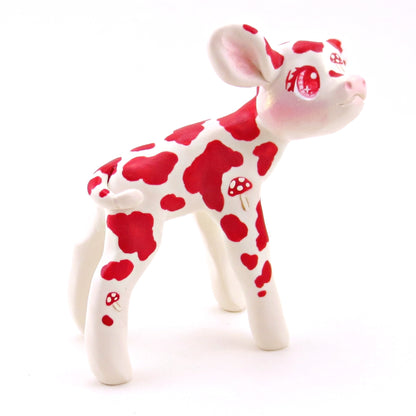 Mushroom Cow Figurine - Polymer Clay Animals Fall and Halloween Collection