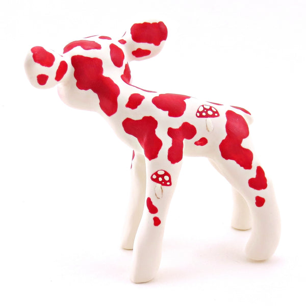Mushroom Cow Figurine - Polymer Clay Animals Fall and Halloween Collection