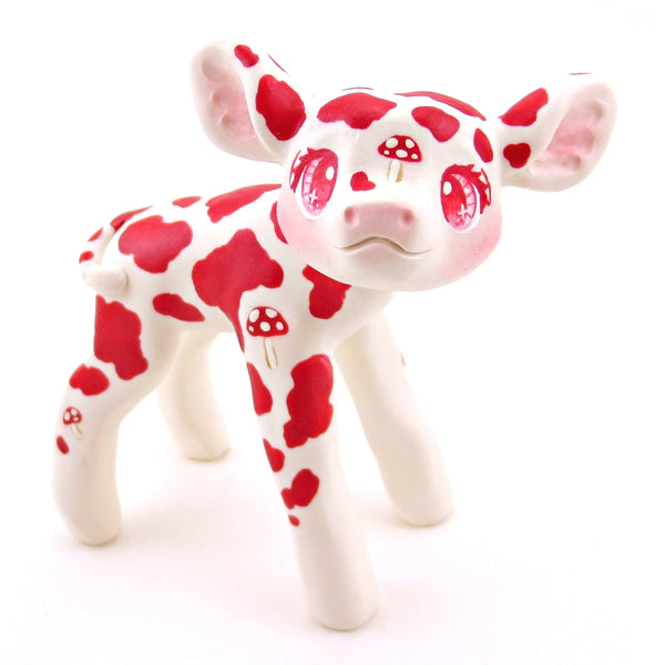 Mushroom Cow Figurine - Polymer Clay Animals Fall and Halloween Collection