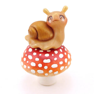 Mushroom and Snail Figurine Set - Polymer Clay Animals Fall and Halloween Collection