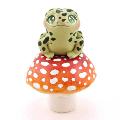 Mushroom and Frog Figurine Set - Polymer Clay Animals Fall and Halloween Collection