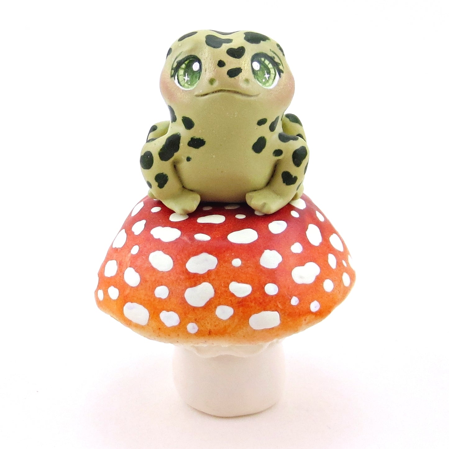 Mushroom and Frog Figurine Set - Polymer Clay Animals Fall and Halloween Collection