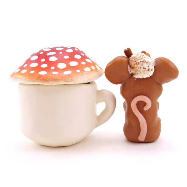 Pumpkin Spice Latte Mouse and Mushroom Mug Set - Polymer Clay Animals Fall and Halloween Collection