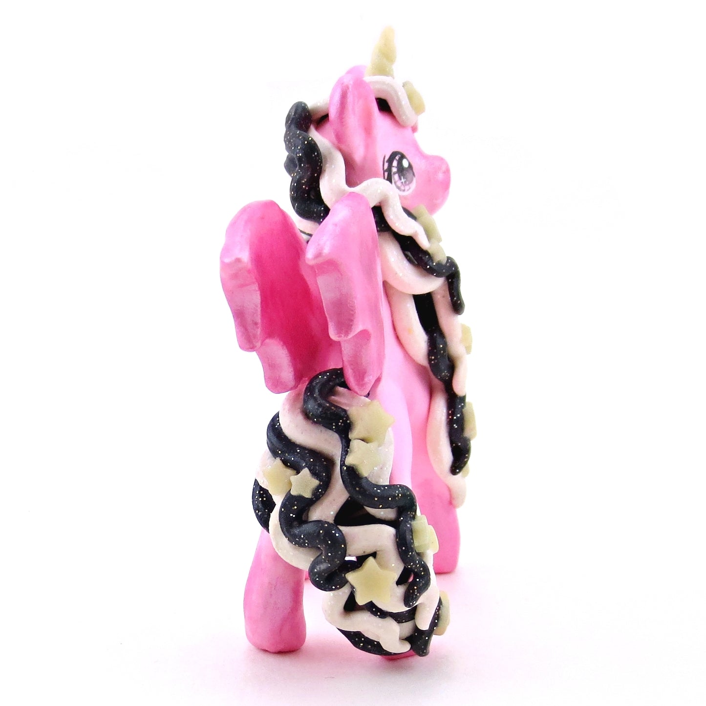 "Pastel Halloween" Pink Baticorn Unicorn Figurine - Polymer Clay Animals Fall and Halloween Collection