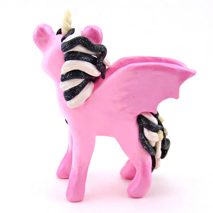 "Pastel Halloween" Pink Baticorn Unicorn Figurine - Polymer Clay Animals Fall and Halloween Collection