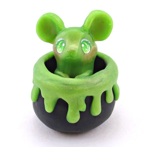 "Pastel Halloween" Potion Mouse Figurine - Polymer Clay Animals Fall and Halloween Collection