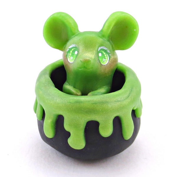 "Pastel Halloween" Potion Mouse Figurine - Polymer Clay Animals Fall and Halloween Collection
