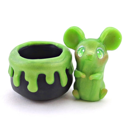 "Pastel Halloween" Potion Mouse Figurine - Polymer Clay Animals Fall and Halloween Collection