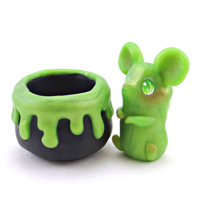 "Pastel Halloween" Potion Mouse Figurine - Polymer Clay Animals Fall and Halloween Collection