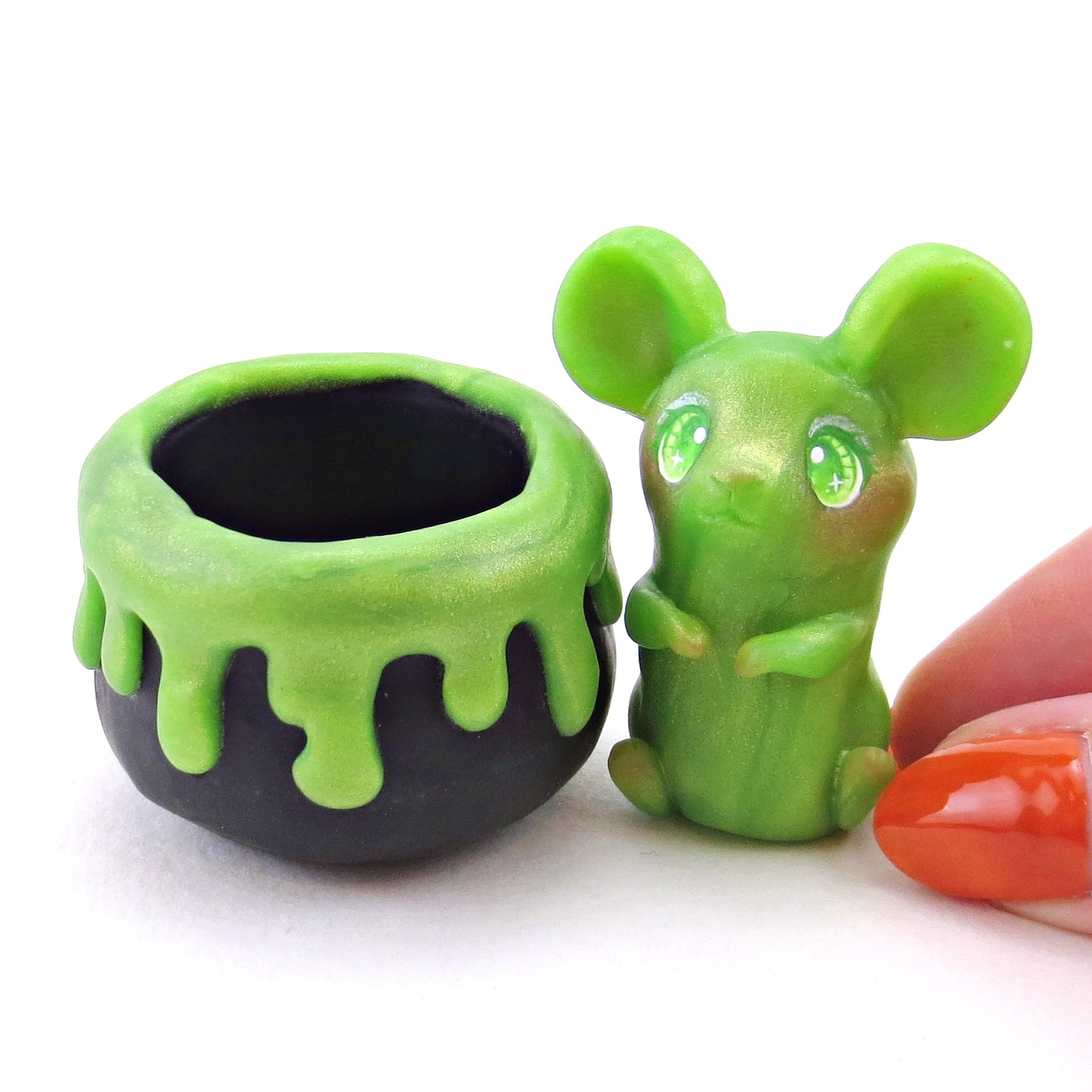 "Pastel Halloween" Potion Mouse Figurine - Polymer Clay Animals Fall and Halloween Collection