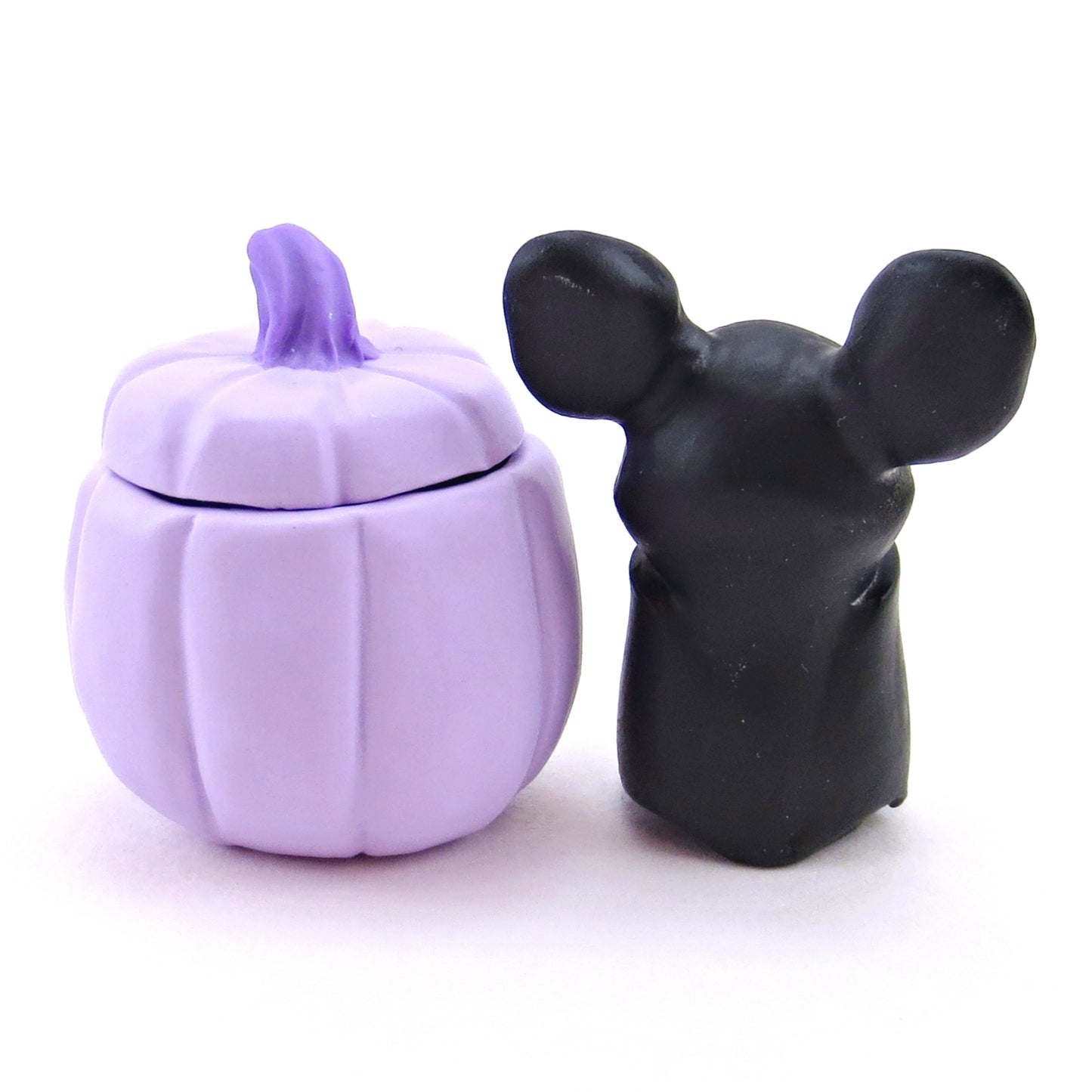 "Pastel Halloween" Bat in a Purple Jack O' Lantern Pumpkin Figurine - Polymer Clay Animals Fall and Halloween Collection