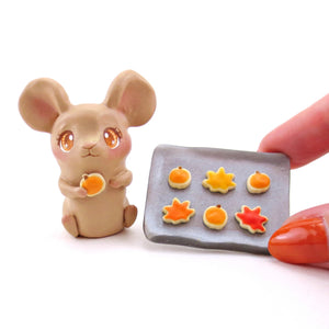 Autumn Baker Mouse Figurine Set - Polymer Clay Animals Fall and Halloween Collection