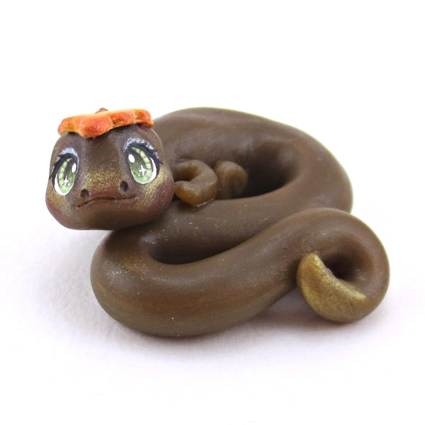 Newt with a Leaf Hat Figurine - Polymer Clay Animals Fall and Halloween Collection