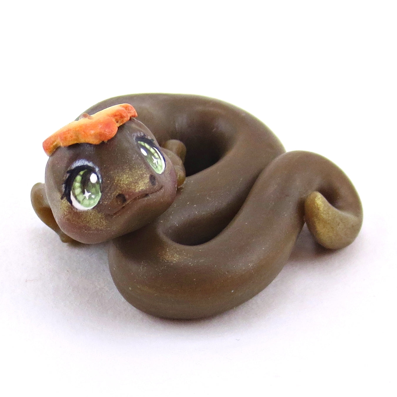 Newt with a Leaf Hat Figurine - Polymer Clay Animals Fall and Halloween Collection