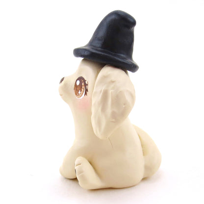 Witch Hat Golden Retriever Puppy Dog Figurine - Polymer Clay Animals Fall and Halloween Collection