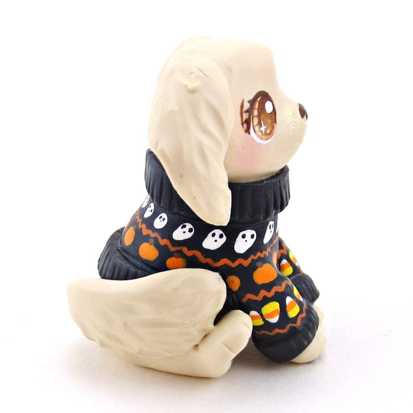 Halloween Sweater Golden Retriever Puppy Dog Figurine - Polymer Clay Animals Fall and Halloween Collection