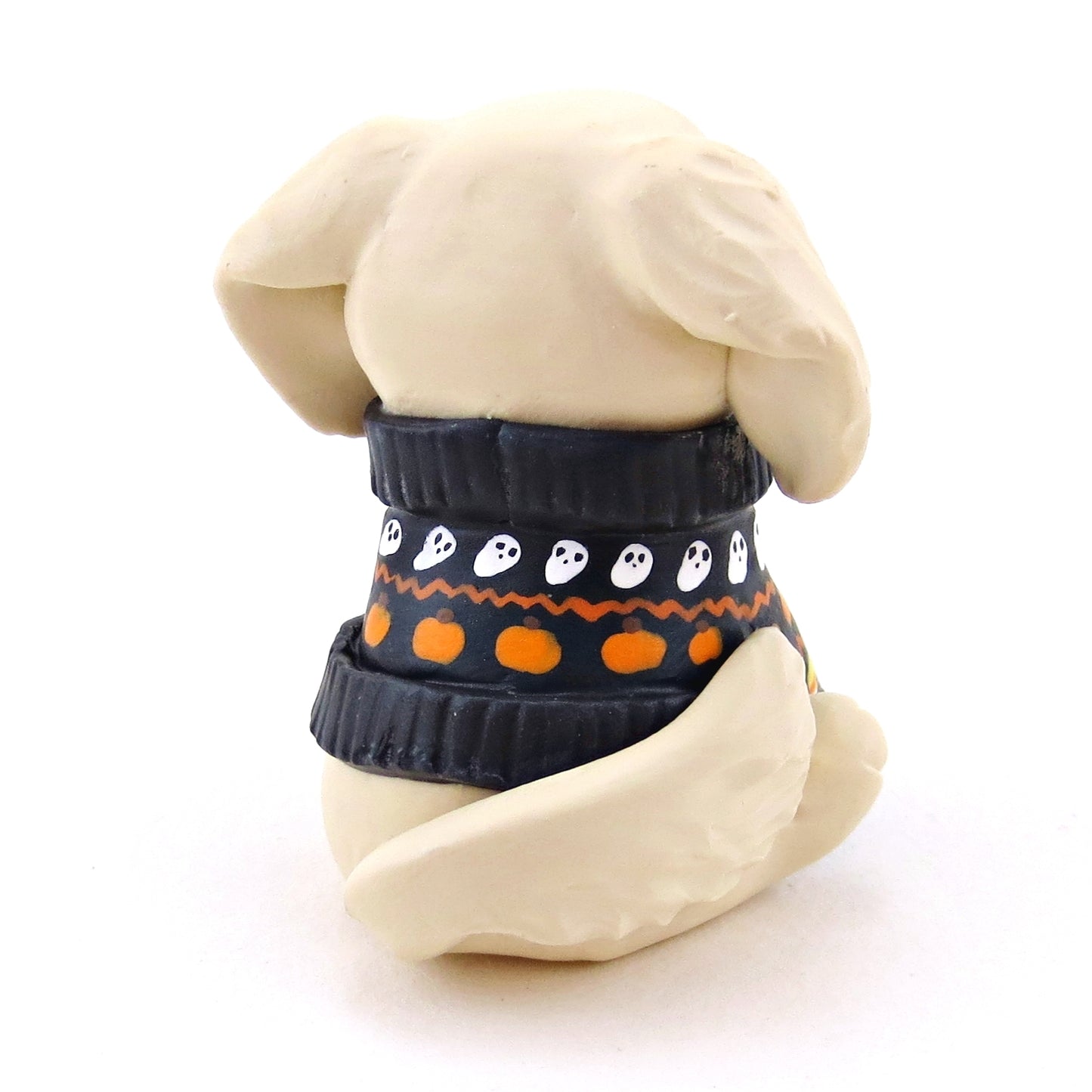 Halloween Sweater Golden Retriever Puppy Dog Figurine - Polymer Clay Animals Fall and Halloween Collection