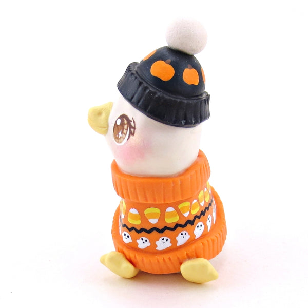 Halloween Sweater Goose Figurine - Polymer Clay Animals Fall and Halloween Collection