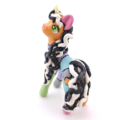 Patchwork Frankenunicorn Unicorn Figurine - Polymer Clay Animals Fall and Halloween Collection