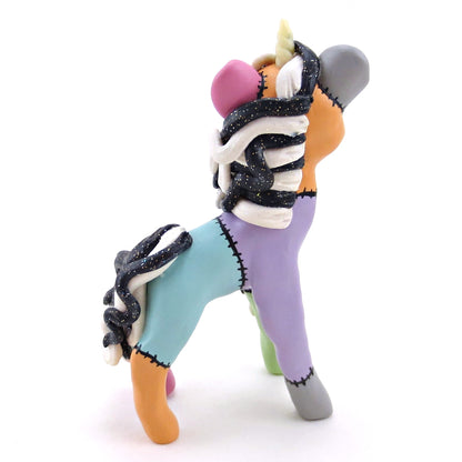 Patchwork Frankenunicorn Unicorn Figurine - Polymer Clay Animals Fall and Halloween Collection