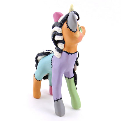 Patchwork Frankenunicorn Unicorn Figurine - Polymer Clay Animals Fall and Halloween Collection