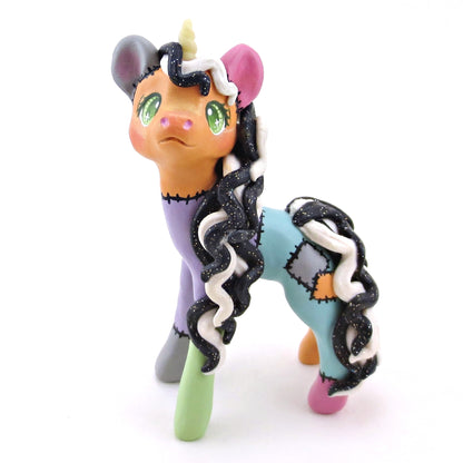 Patchwork Frankenunicorn Unicorn Figurine - Polymer Clay Animals Fall and Halloween Collection