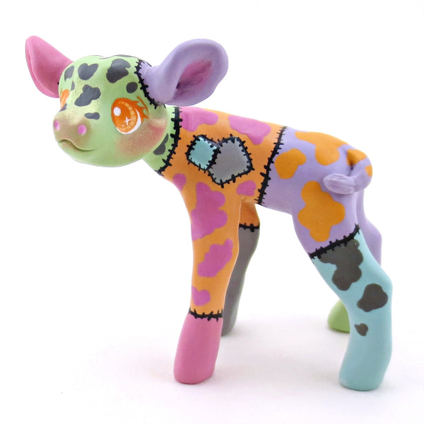 Patchwork Frankencow Cow Figurine - Polymer Clay Animals Fall and Halloween Collection
