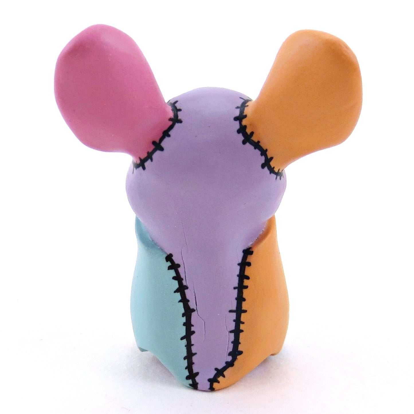 Patchwork Periwinkle Frankenbat Bat Figurine - Polymer Clay Animals Fall and Halloween Collection