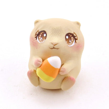 Teeny Candy Corn Hamster Figurine - Polymer Clay Animals Fall and Halloween Collection