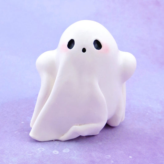 Little Ghostie Figurine - Polymer Clay Animals Fall and Halloween Collection