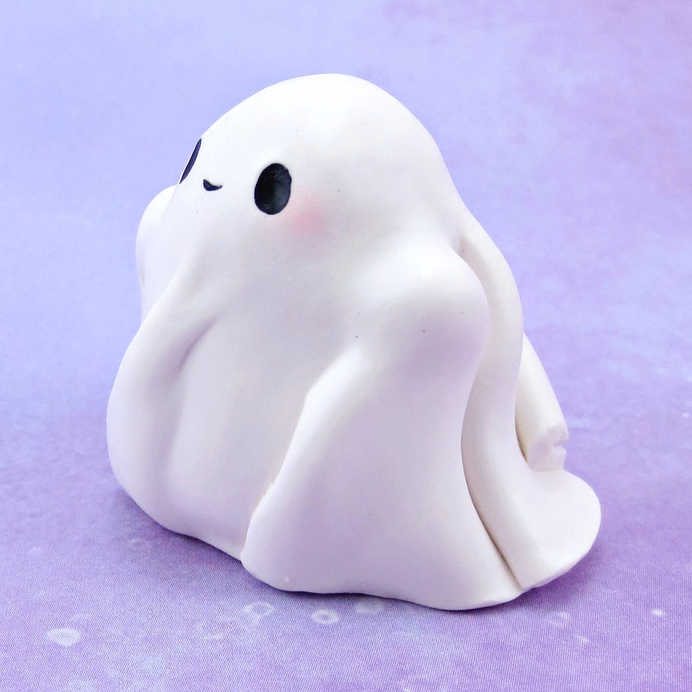 Little Smiley Ghostie Figurine - Polymer Clay Animals Fall and Halloween Collection