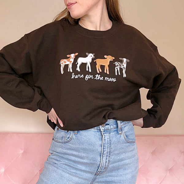 "Here for the Moos" Cow Crewneck Sweatshirt